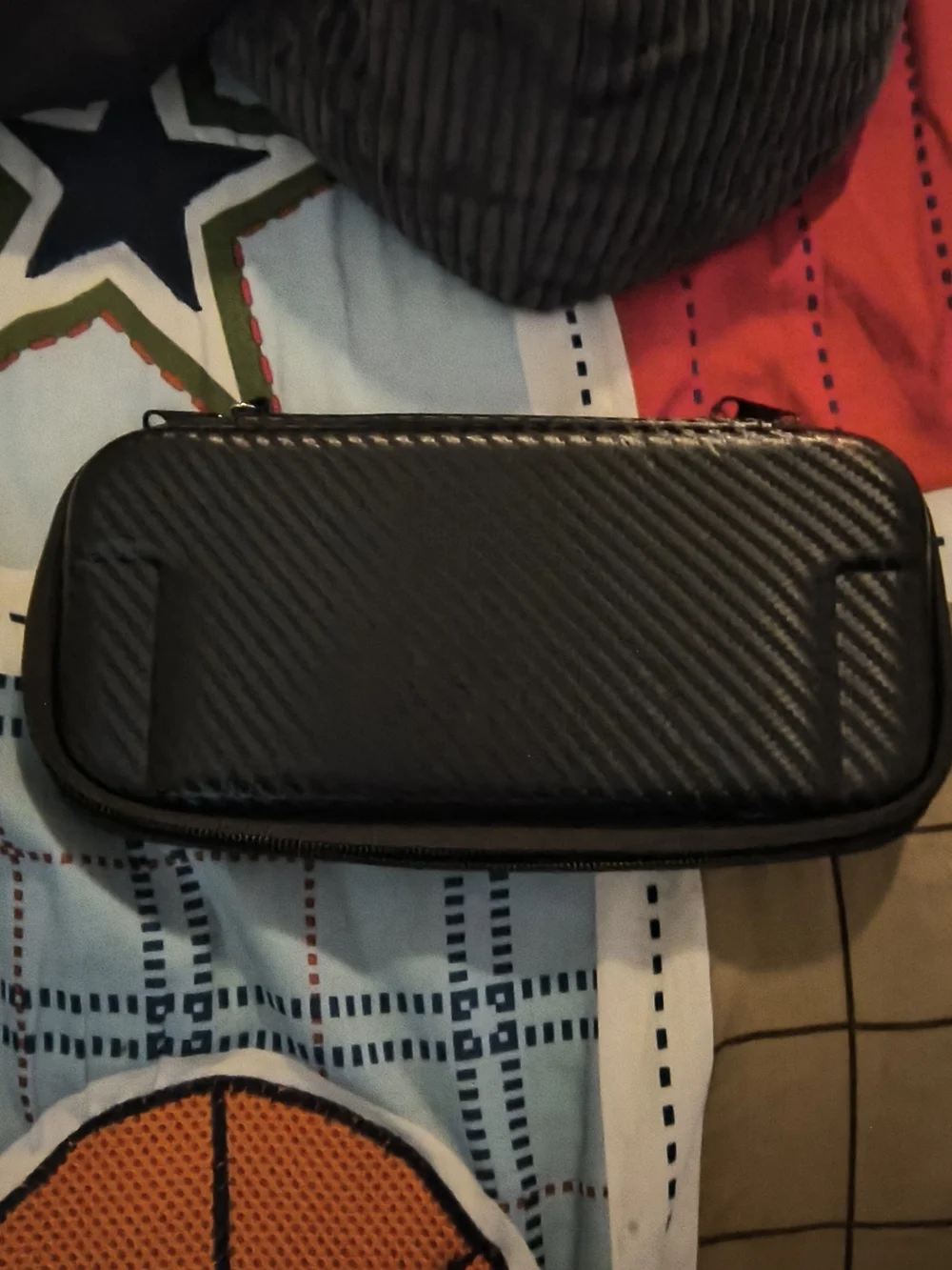 Black Protective Hard Shell Electronics Case with Carbon Texture